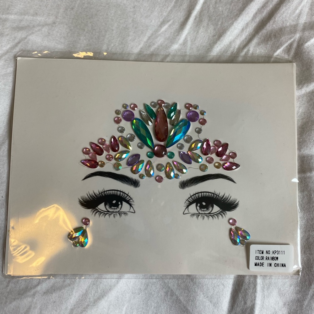 Glitter face rainbow rave gems/jewels for edm concert